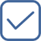 Blue illustration of a checkbox enclosed by a rounded square
