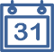 Blue illustration of a day calendar for the 31st of the month