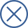 Blue illustration of the letter X enclosed by a circle
