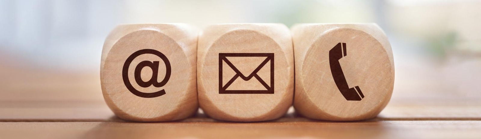 three small blocks with contact icons