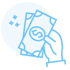 icon illustration of a hand holding cash